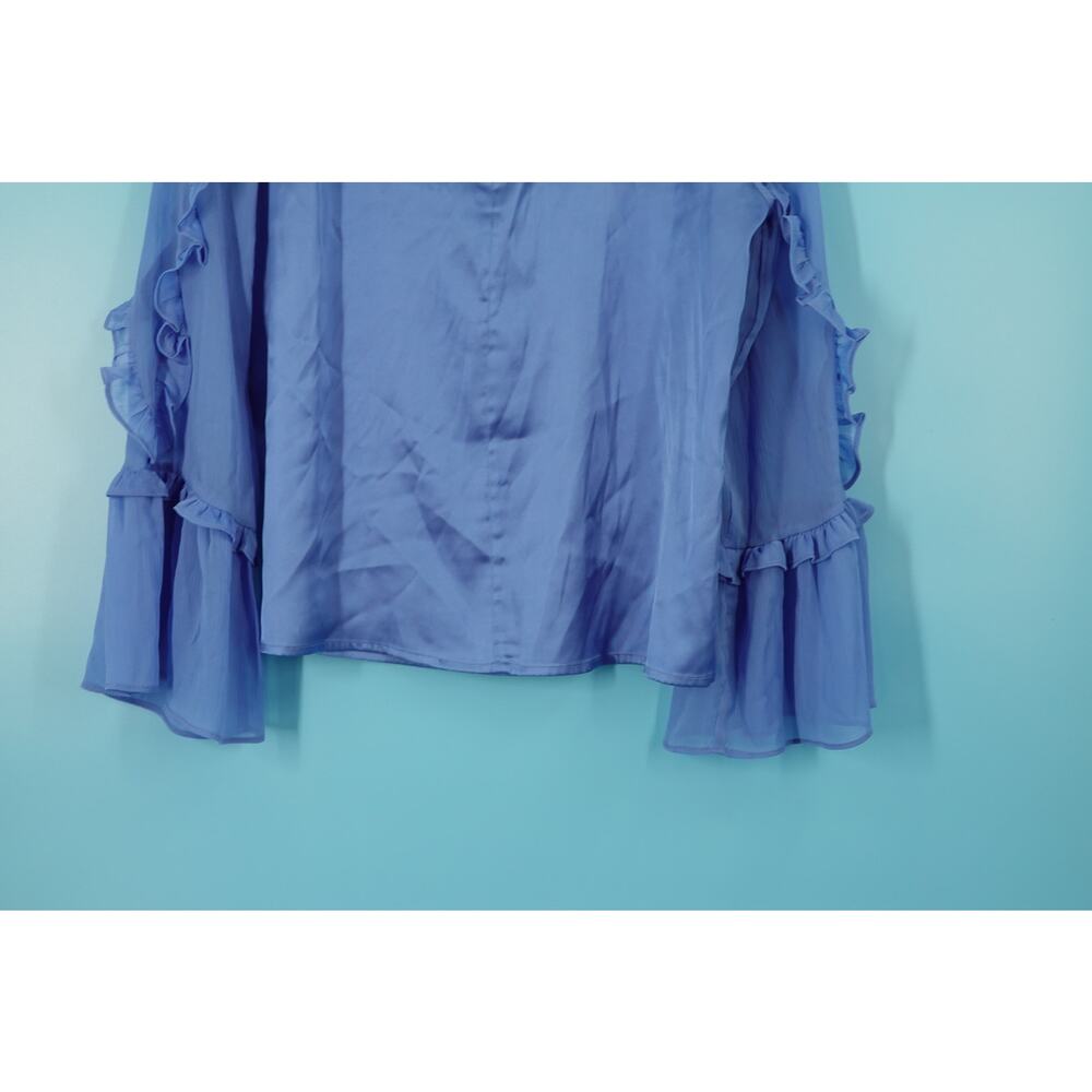 French Connection Blue Ruffle Top Size M - Picture 7 of 8